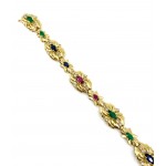 Ruby, Emerald and Diamond Yellow Gold Bracelet